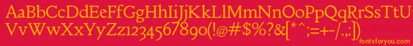 MebinacRegular Font – Orange Fonts on Red Background