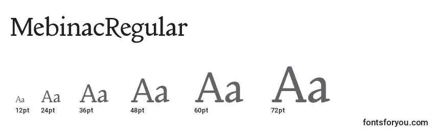 Размеры шрифта MebinacRegular
