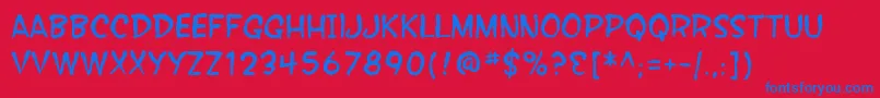 SfWonderComicBlotch-Schriftart – Blaue Schriften auf rotem Hintergrund
