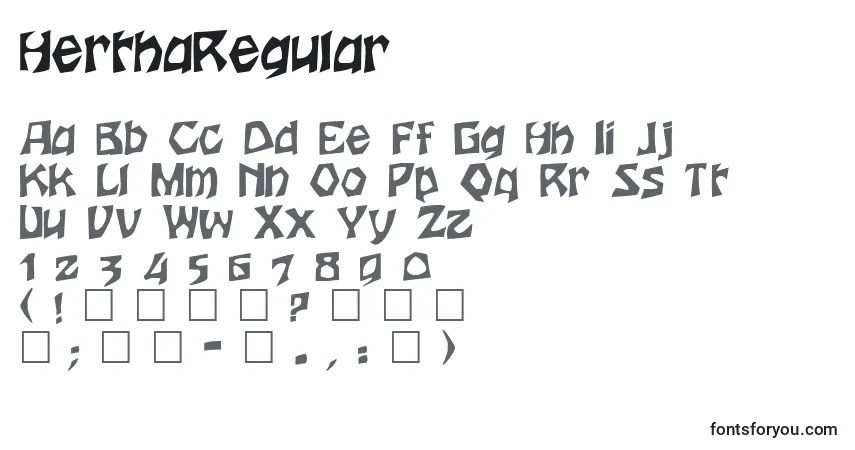 A fonte HerthaRegular – alfabeto, números, caracteres especiais