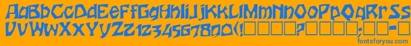 フォントHerthaRegular – オレンジの背景に青い文字