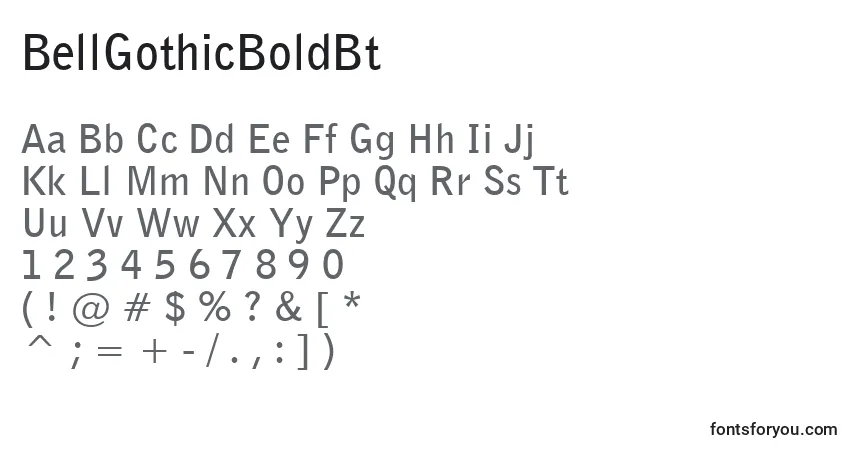 A fonte BellGothicBoldBt – alfabeto, números, caracteres especiais