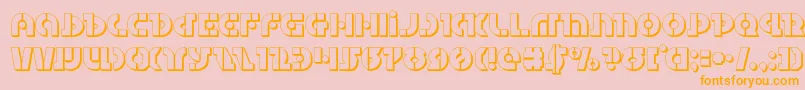 Questlok3D-Schriftart – Orangefarbene Schriften auf rosa Hintergrund