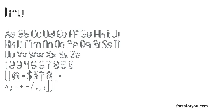 A fonte Linu – alfabeto, números, caracteres especiais