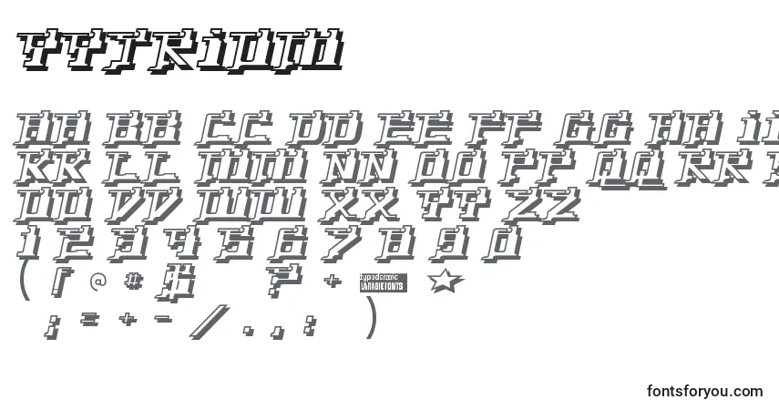 Шрифт Yytrium – алфавит, цифры, специальные символы