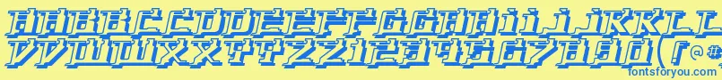 フォントYytrium – 青い文字が黄色の背景にあります。
