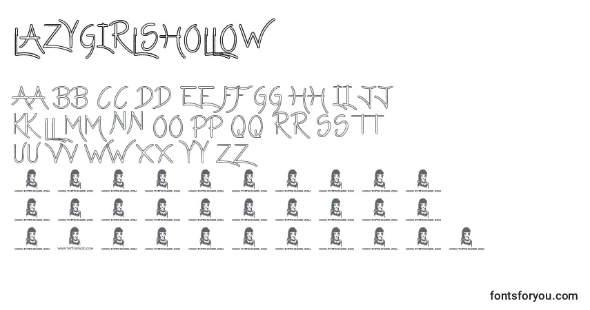 LazyGirlsHollow Font – alphabet, numbers, special characters