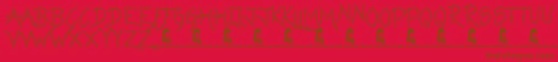 Fonte LazyGirlsHollow – fontes marrons em um fundo vermelho