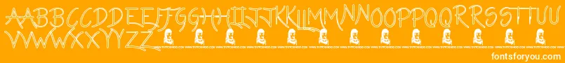 LazyGirlsHollow-Schriftart – Weiße Schriften auf orangefarbenem Hintergrund