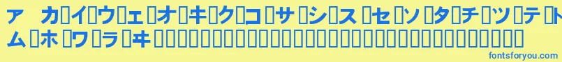 フォントOnakaNormal – 青い文字が黄色の背景にあります。