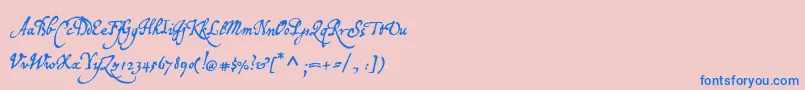 P22broadwindsor-Schriftart – Blaue Schriften auf rosa Hintergrund