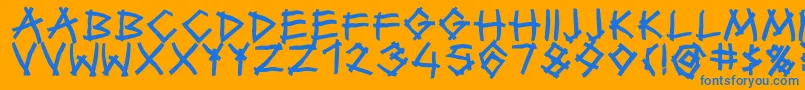 TwiggyBold-Schriftart – Blaue Schriften auf orangefarbenem Hintergrund
