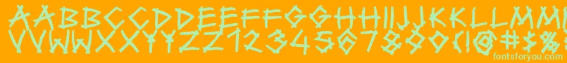 TwiggyBold-Schriftart – Grüne Schriften auf orangefarbenem Hintergrund