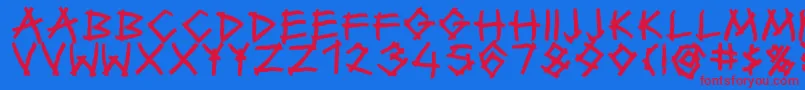 Czcionka TwiggyBold – czerwone czcionki na niebieskim tle