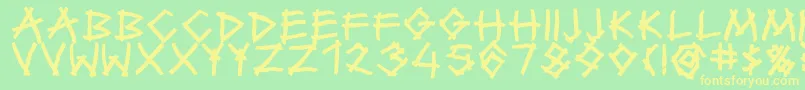 TwiggyBold-Schriftart – Gelbe Schriften auf grünem Hintergrund