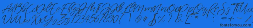 SwimsweetPersonalUse-Schriftart – Schwarze Schriften auf blauem Hintergrund
