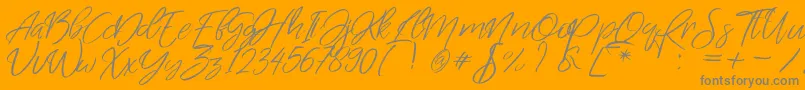 SwimsweetPersonalUse-Schriftart – Graue Schriften auf orangefarbenem Hintergrund