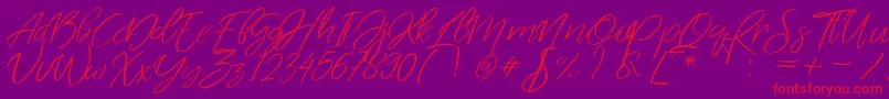 SwimsweetPersonalUse-Schriftart – Rote Schriften auf violettem Hintergrund