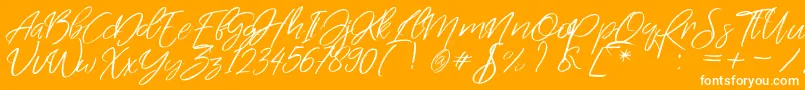 SwimsweetPersonalUse-Schriftart – Weiße Schriften auf orangefarbenem Hintergrund