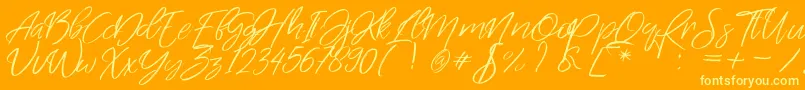 SwimsweetPersonalUse Font – Yellow Fonts on Orange Background