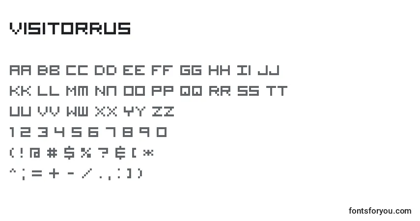 Fuente VisitorRus - alfabeto, números, caracteres especiales