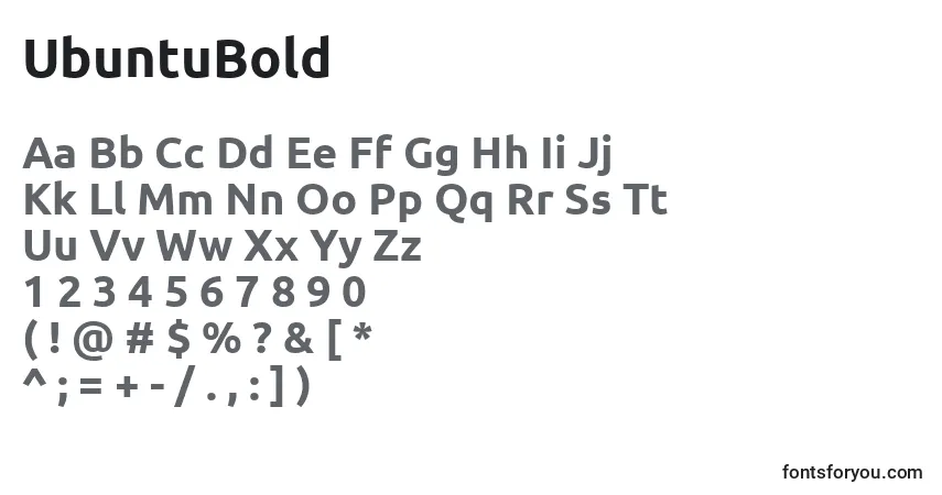 Шрифт UbuntuBold – алфавит, цифры, специальные символы