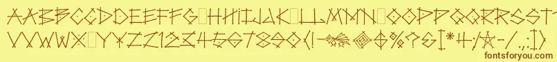 フォントTagLetPlain.1.0 – 茶色の文字が黄色の背景にあります。