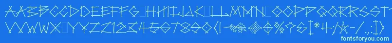 TagLetPlain.1.0-fontti – vihreät fontit sinisellä taustalla