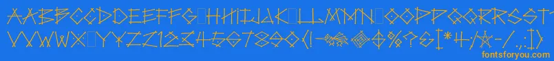 TagLetPlain.1.0-fontti – oranssit fontit sinisellä taustalla