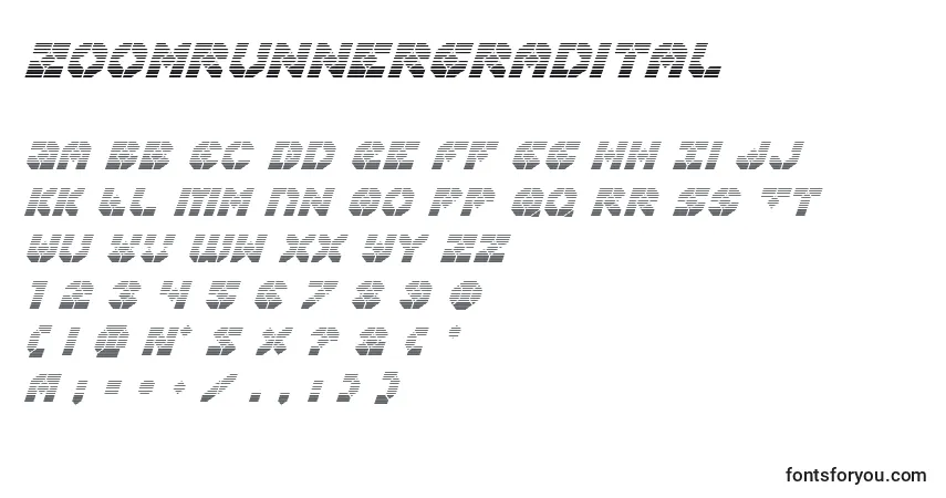 Zoomrunnergradital-fontti – aakkoset, numerot, erikoismerkit