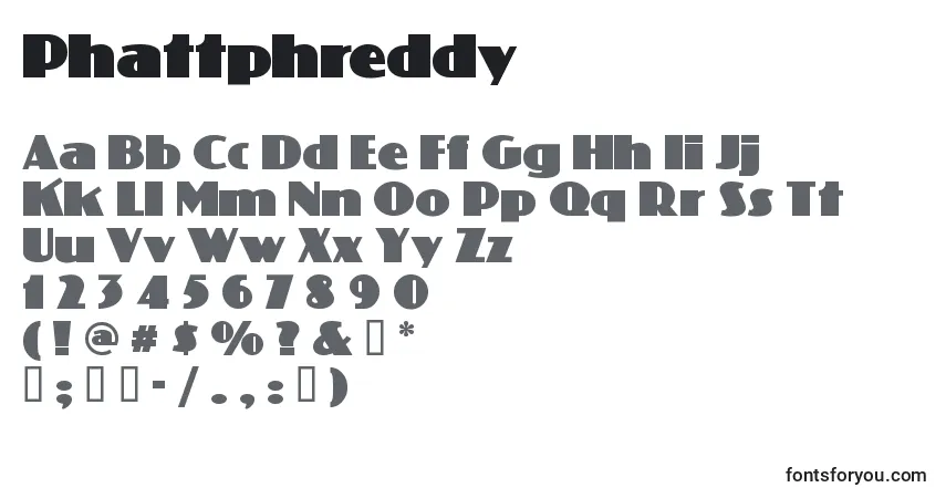 Schriftart Phattphreddy – Alphabet, Zahlen, spezielle Symbole