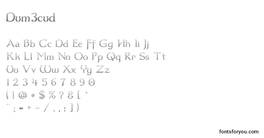 Schriftart Dum3cud – Alphabet, Zahlen, spezielle Symbole