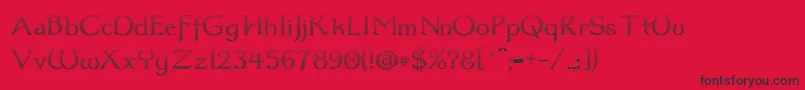 Fonte Dum3cud – fontes pretas em um fundo vermelho
