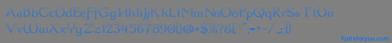 フォントDum3cud – 灰色の背景に青い文字