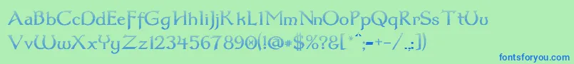 Dum3cud-Schriftart – Blaue Schriften auf grünem Hintergrund