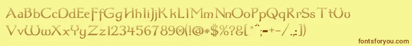 Dum3cud Font – Brown Fonts on Yellow Background