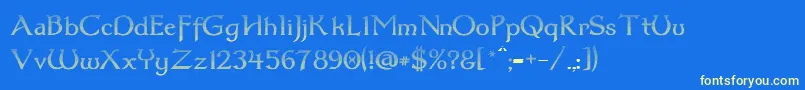 フォントDum3cud – 黄色の文字、青い背景