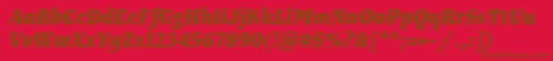 フォントTangerserifnarrowExtrabolditalic – 赤い背景に茶色の文字