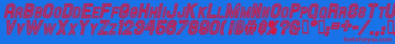 HallandaleInlineScIt.Jl Font – Red Fonts on Blue Background