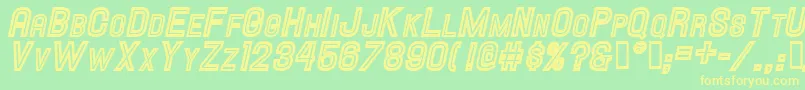 HallandaleInlineScIt.Jl-Schriftart – Gelbe Schriften auf grünem Hintergrund