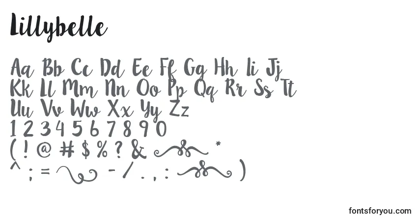 Шрифт Lillybelle – алфавит, цифры, специальные символы