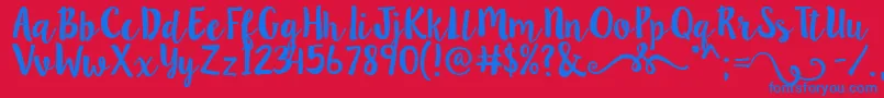 Lillybelle Font – Blue Fonts on Red Background