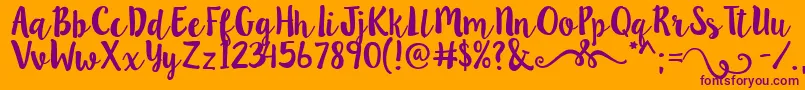 Lillybelle Font – Purple Fonts on Orange Background