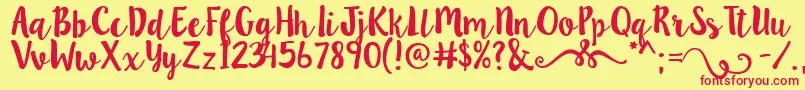 Lillybelle Font – Red Fonts on Yellow Background
