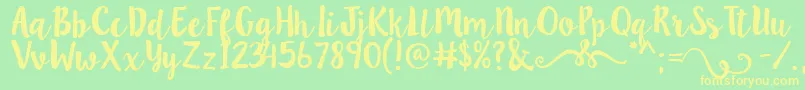 Lillybelle Font – Yellow Fonts on Green Background