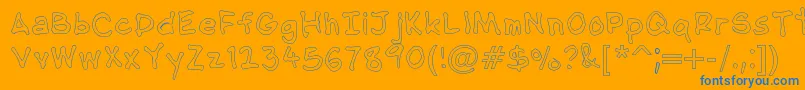 NipcensHandwritingOutline-Schriftart – Blaue Schriften auf orangefarbenem Hintergrund