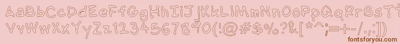 Fonte NipcensHandwritingOutline – fontes marrons em um fundo rosa