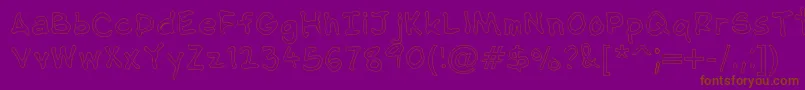 フォントNipcensHandwritingOutline – 紫色の背景に茶色のフォント