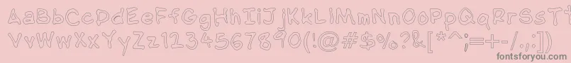 NipcensHandwritingOutline-fontti – harmaat kirjasimet vaaleanpunaisella taustalla