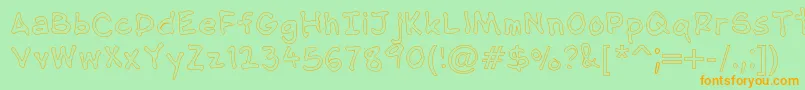 Fonte NipcensHandwritingOutline – fontes laranjas em um fundo verde